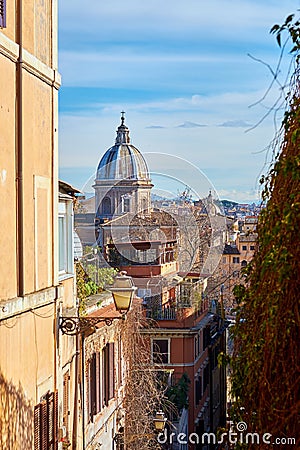 Rome street and skyline Stock Photo