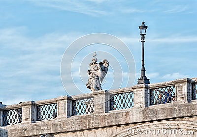 Rome street view sculpture Detail on Tevere bridge Stock Photo