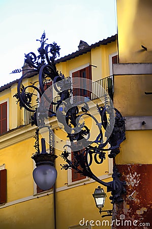 Rome. The streets of Rome. Forged Lantern Stock Photo