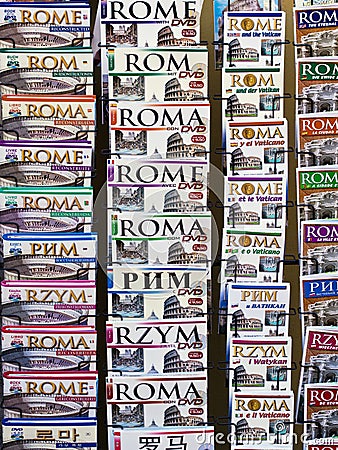 Rome Tourist Guidebooks, Italy Editorial Stock Photo