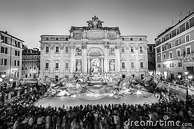 Rome Trevi Fountain or Fontana di Trevi in Rome, Italy. Editorial Stock Photo