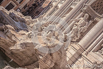 Rome Trevi Fountain in Rome, Italy. Most famous fountain of Rome. Architecture and landmark of Rome Stock Photo