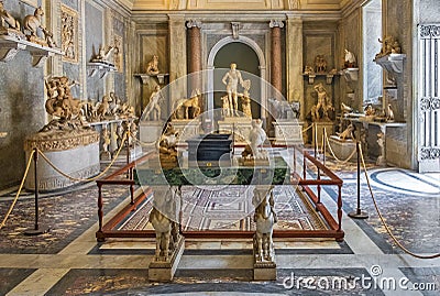 Rome, Vatican City, Italy - Animals Room - Sala degli Animali - within the Pio-Clementino part of the Vatican Museums - Musei Editorial Stock Photo