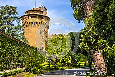 Rome, Vatican City, Italy - St. John Tower - Torre di San Giovanni - within the Vatican Gardens in the Vatican City State Editorial Stock Photo