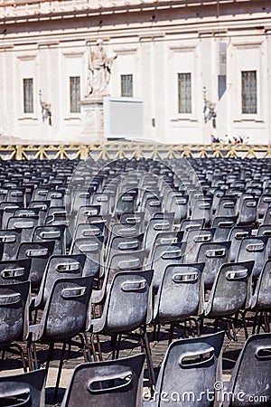 Rome, Vatican, ITALY, 12 September: St. Peter`s Basilica at Vatican city, `Basilica di San Pietro` and square in morning with cha Stock Photo