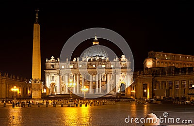 Rome. Vatican. Saint Peter's Square at night Editorial Stock Photo