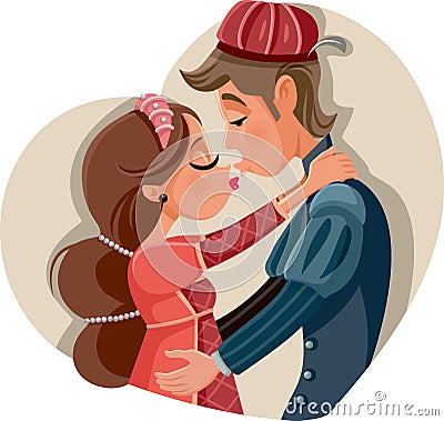 Romeo and Juliet Kissing Vector Illustration Vector Illustration