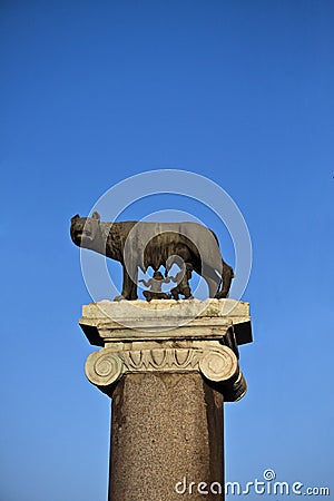 Romulus and Remus with the she-wolf Stock Photo