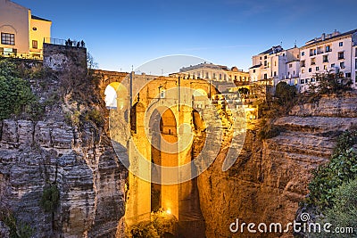 Ronda, Spain at Puento Nuevo Bridge Stock Photo