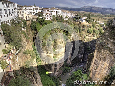Ronda Village Spain white houses perched on the rocks panoramic Stock Photo