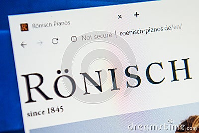 Ronisch pianos Web Site. Selective focus. Editorial Stock Photo