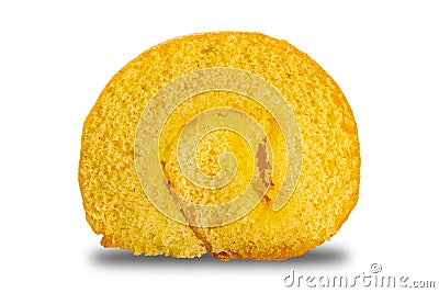 ront view of delicious homemade soft roll cake isolated on white background Stock Photo