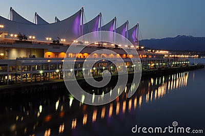 The roof of Canada place at night, vancouver Stock Photo