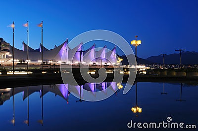 The roof of Canada place at night, vancouver Stock Photo