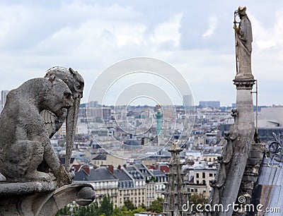 roof of the cathedral of Notre Dame in Paris Stock Photo