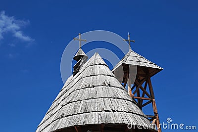 The roof of the church in Drvengrad, Serbia Stock Photo