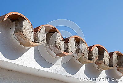 Roof construction on spanish property Stock Photo
