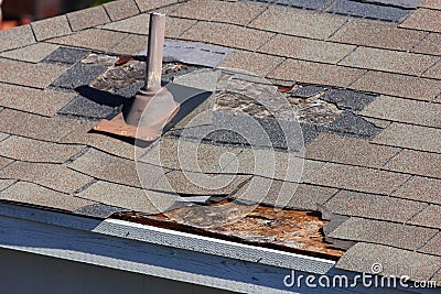 Roof Damage Stock Photo