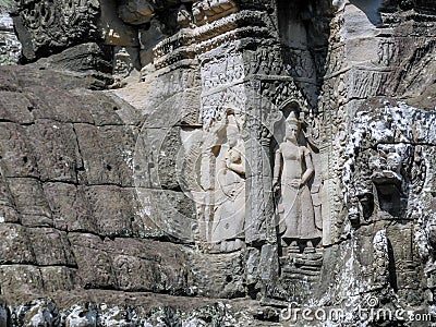 A roof detail of an old Khmer temple in Cambodia Stock Photo