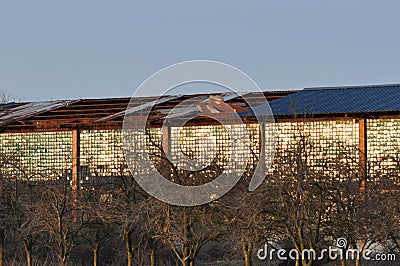 Roof of deteriorated old factory Stock Photo