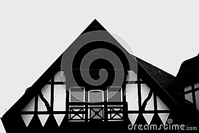 Roof Gable Half-timbered house Stock Photo