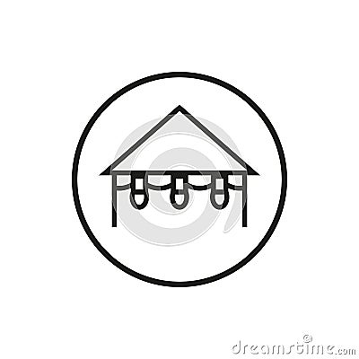 Roof garland icon. Decoration of the facade of the house for the holiday. Removing the illumination from the roof Vector Illustration