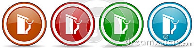 Roof and gutter, guttering home glossy icons, set of modern design buttons for web, internet and mobile applications in four Stock Photo