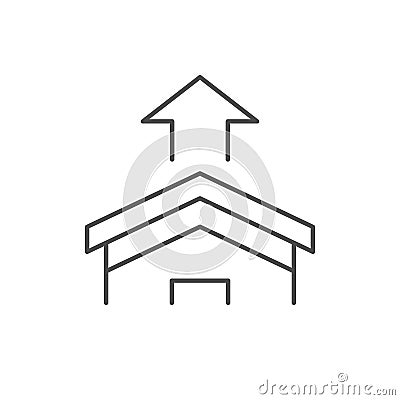 Roof heat loss line icon Vector Illustration