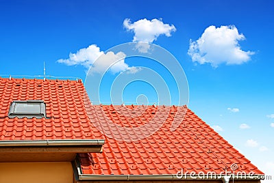 Roof house with tiled roof Stock Photo