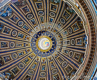 Roof inside of St Peters Basilica Editorial Stock Photo