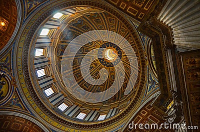 Roof inside of St Peters Church in Rome. Editorial Stock Photo