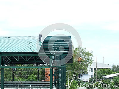 Roof installation Highly dangerous work Stock Photo