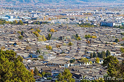 The roof of Lijiang City mountain View Stock Photo