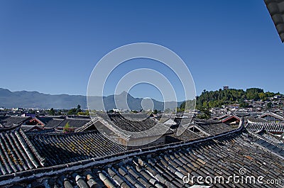 Roof of Lijiang old town Stock Photo