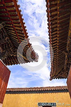 The Roof of Monastery in Mongolia Stock Photo