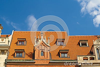 Roof in Prague Stock Photo