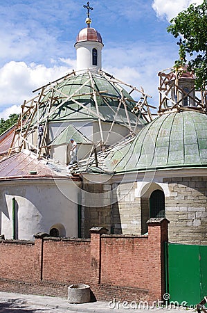 Roof renovation of historic church Editorial Stock Photo