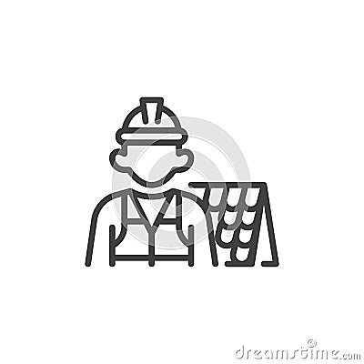 Roof repair service line icon Vector Illustration