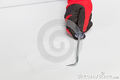 Roof sealing process Stock Photo