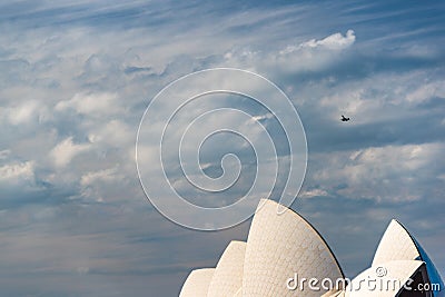 Roof of Sydney Opera House with water plane above Editorial Stock Photo