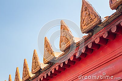 Roof tile art sculpture at Wat Benchamabophit, Bangkok, Thailand Stock Photo