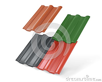 Roof tile. Colored. Building materials. On a white background. Cartoon Illustration