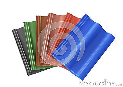 Roof tile. Colored. Building materials. On a white background. Cartoon Illustration