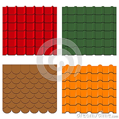 Roof tiles set. Collection of shingles and profiles, seamless constructions patterns. Vector. Vector Illustration