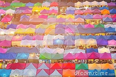 Roof top night market multiple color Stock Photo