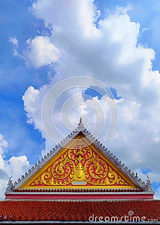 roof top of temple with beautiful Thai art and the sky Editorial Stock Photo