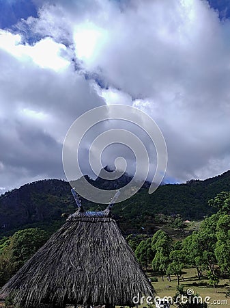 Roof top of Timor-Leste traditional sacred house Stock Photo