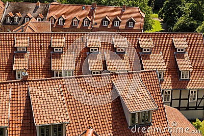 Roof Tops in Quedlinburg Germany, Macro Stock Photo