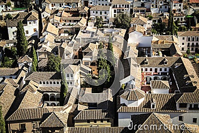 Roof tops of Spanish looking city Stock Photo