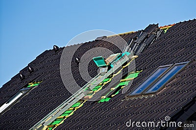 Roof under construction Stock Photo
